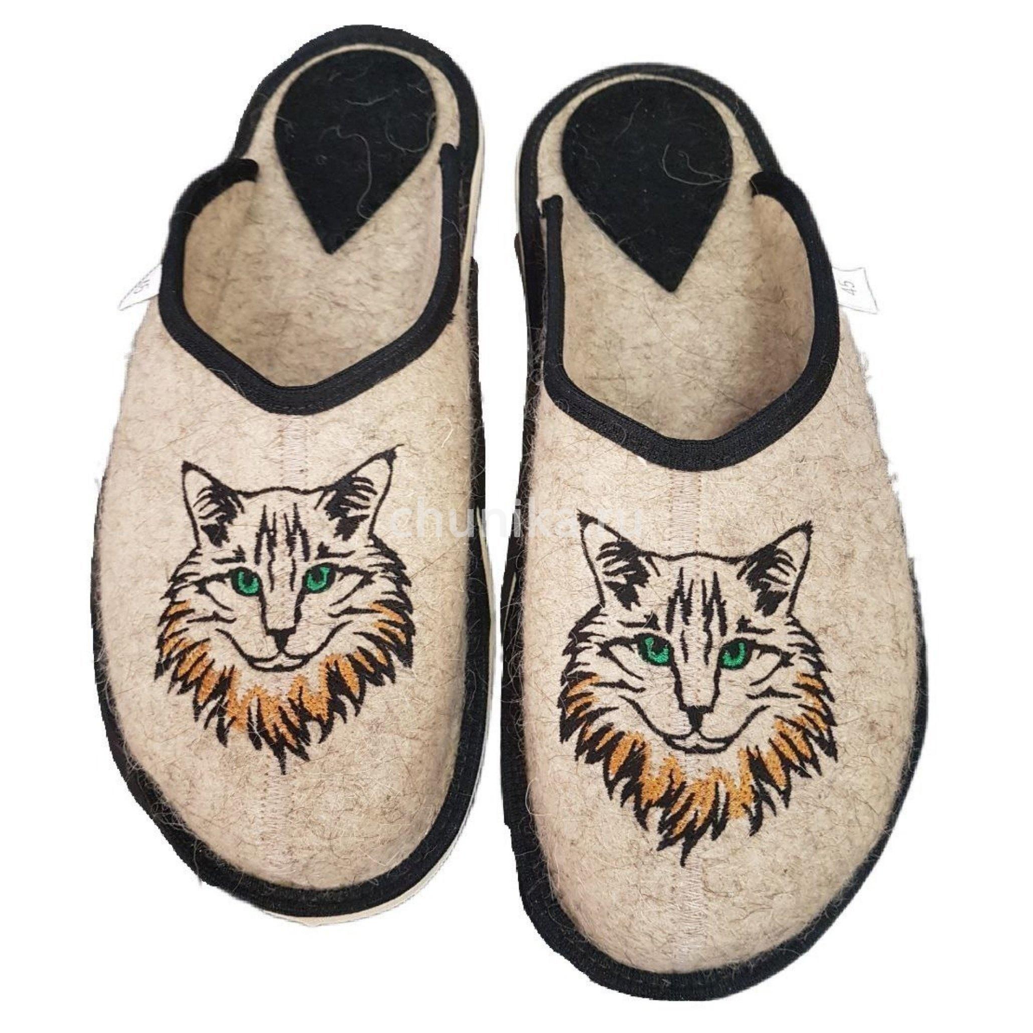 Тапочки без задника вышивка "кошечки "